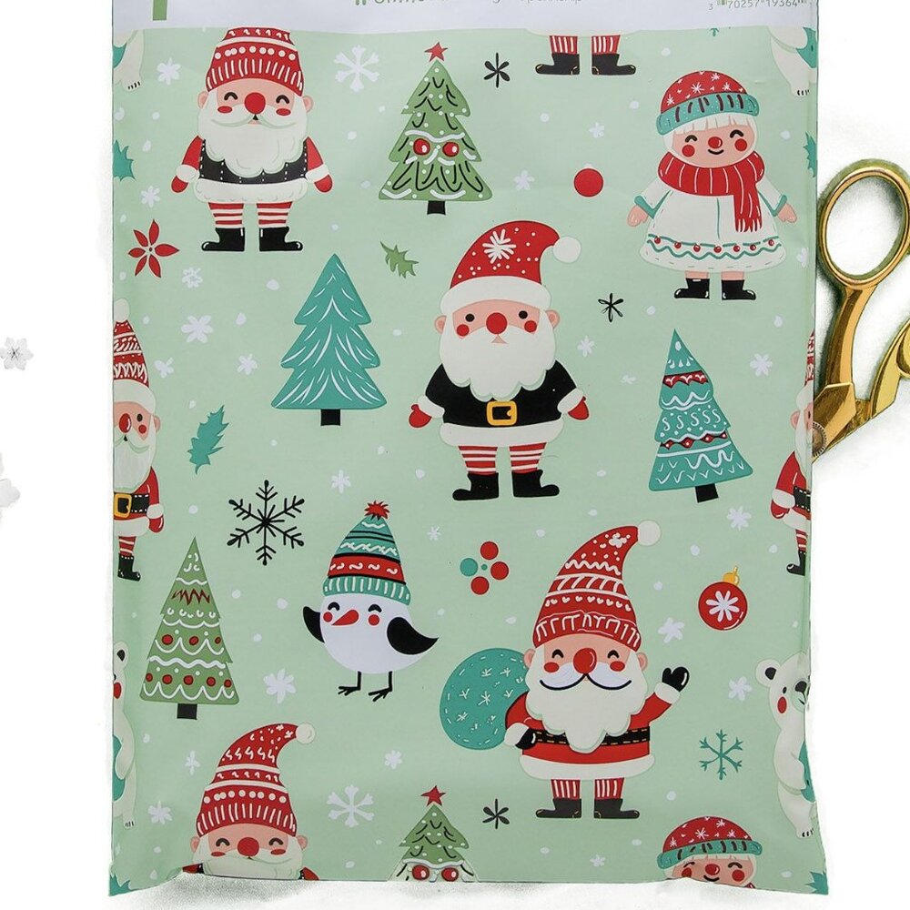 Christmas Woodland Santa & Penguin Poly Mailers 7.5x10.5 Pack of 25 - Picture 4 of 7